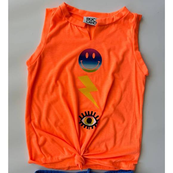 NEW ROCK CANDY girls icon tank in neon orange - Picture 1 of 3